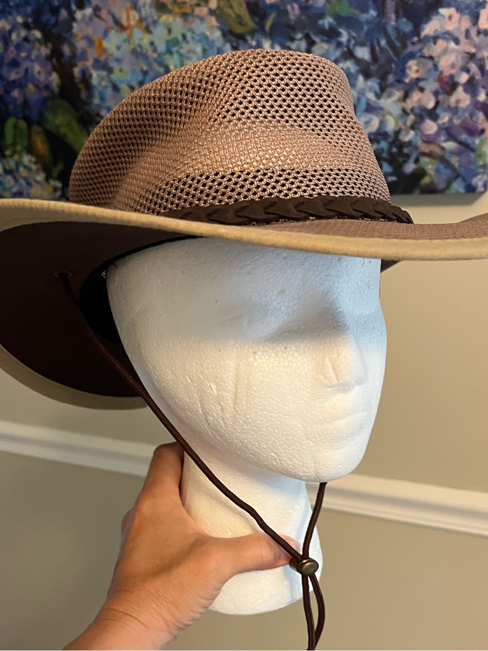 Stetson Tan Mesh Sun Hat with Brown Band Large